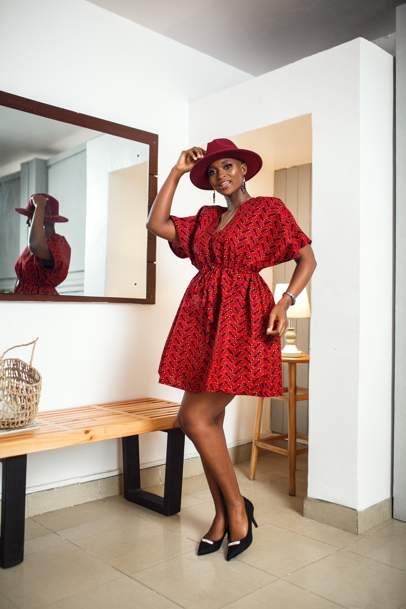 Indo Dashiki Dress Red