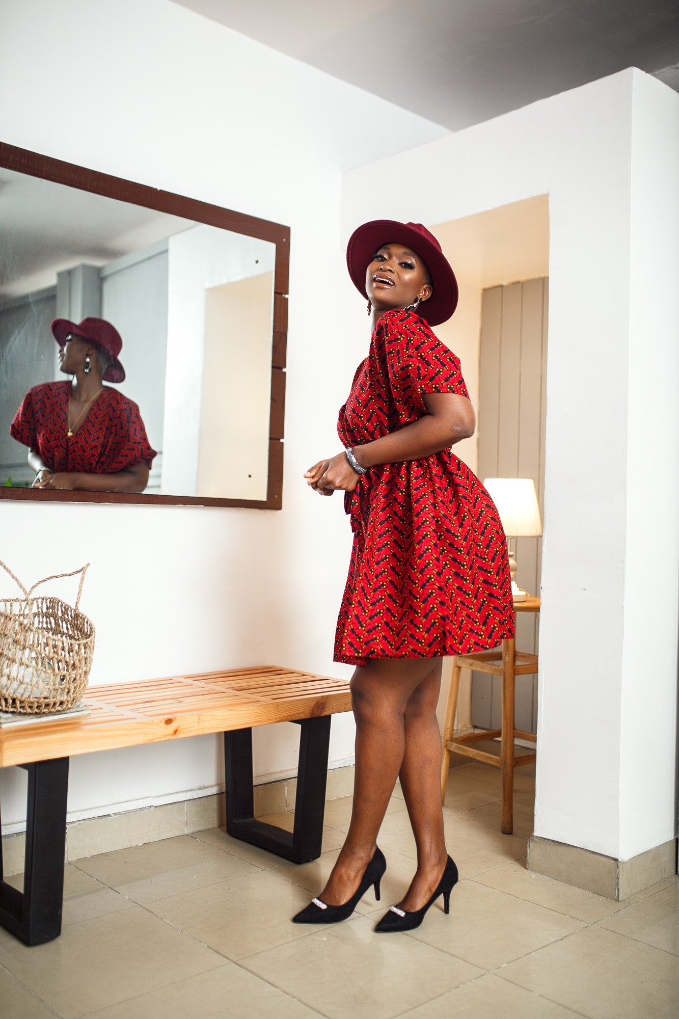 Indo Dashiki Dress Red