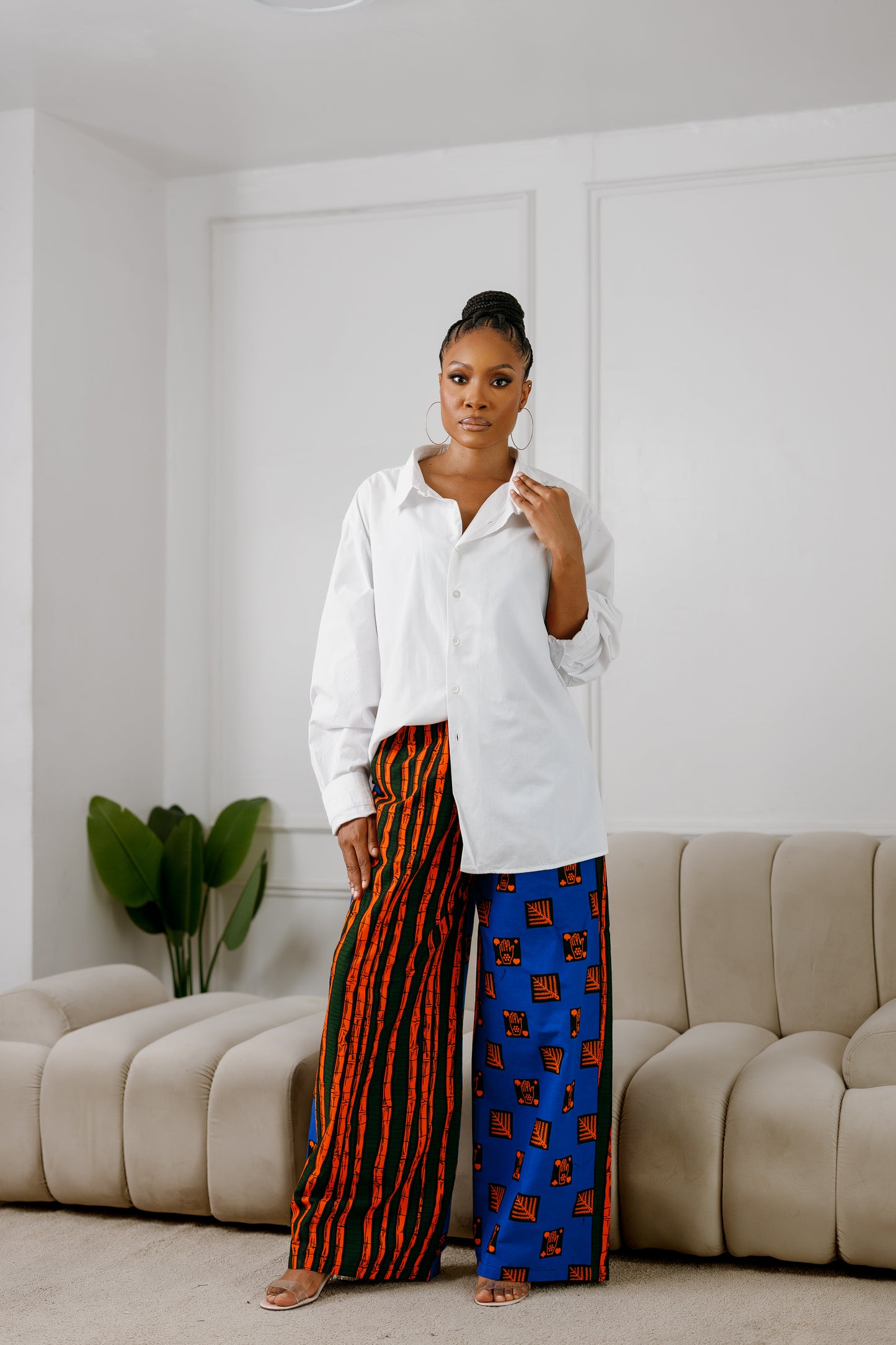 Nonye Loose Fit Basic Wide Leg Trousers