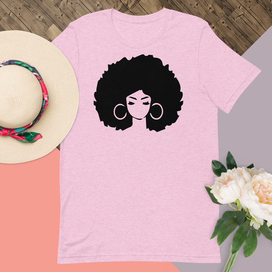 Black Girl Afro Pink Crew T-Shirt