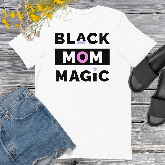 Black Mom Magic White Crew T-Shirt