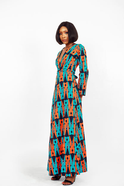 African Ankara Chipo Wrap Dress