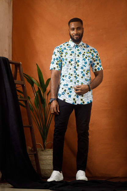 ALAFIN SHORT SLEEVE AFRICAN PRINT SHIRT