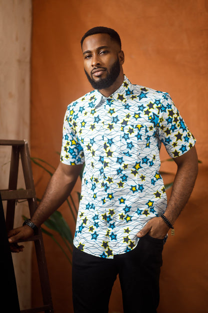 ALAFIN SHORT SLEEVE AFRICAN PRINT SHIRT