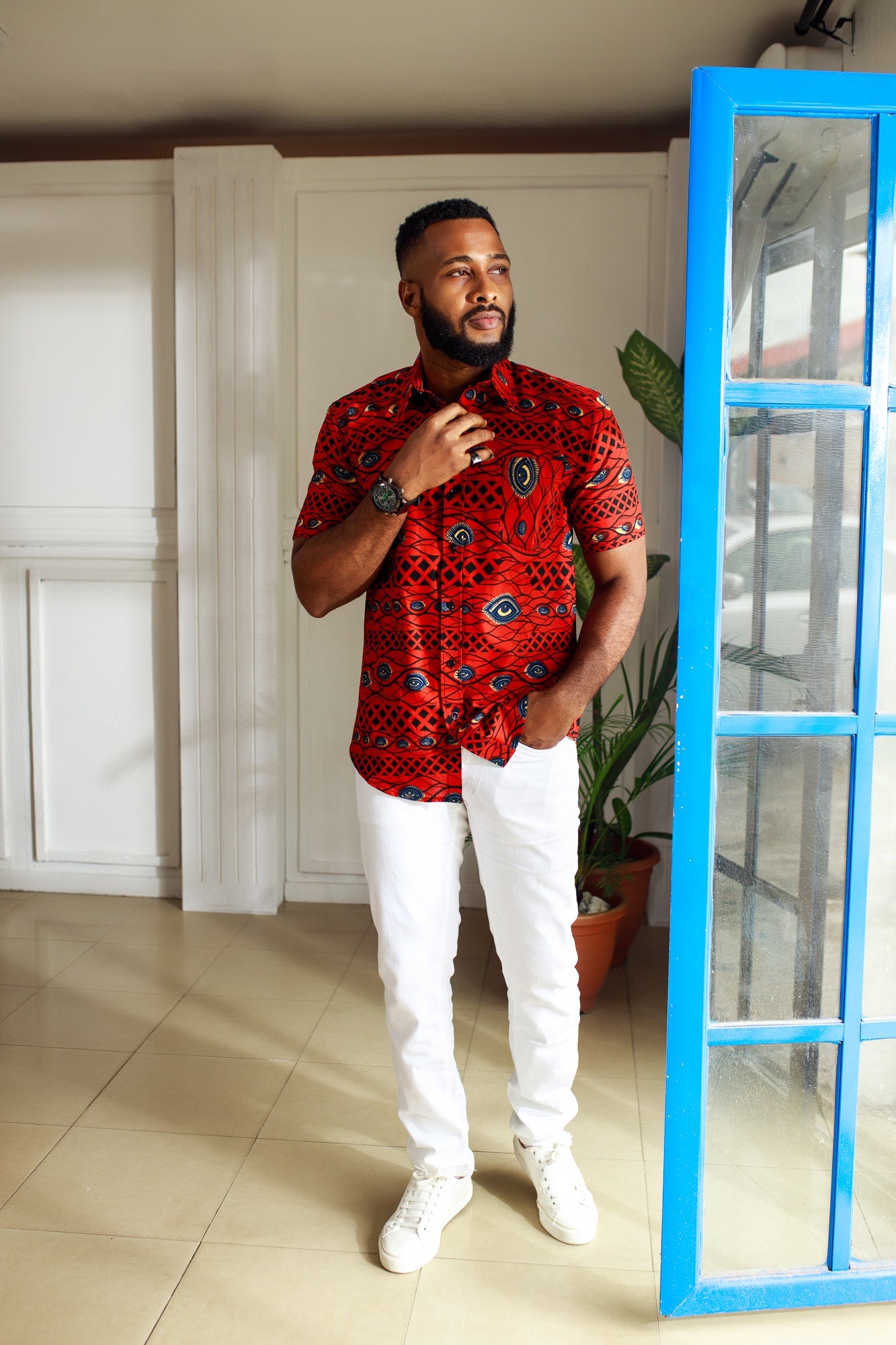 African Print Kamil Short Sleeve Shirt