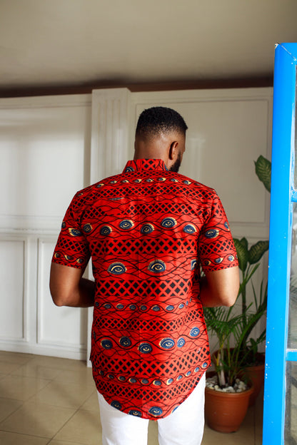 African Print Kamil Short Sleeve Shirt