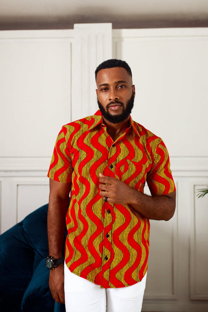 African Print Dawud Short Sleeve Shirt