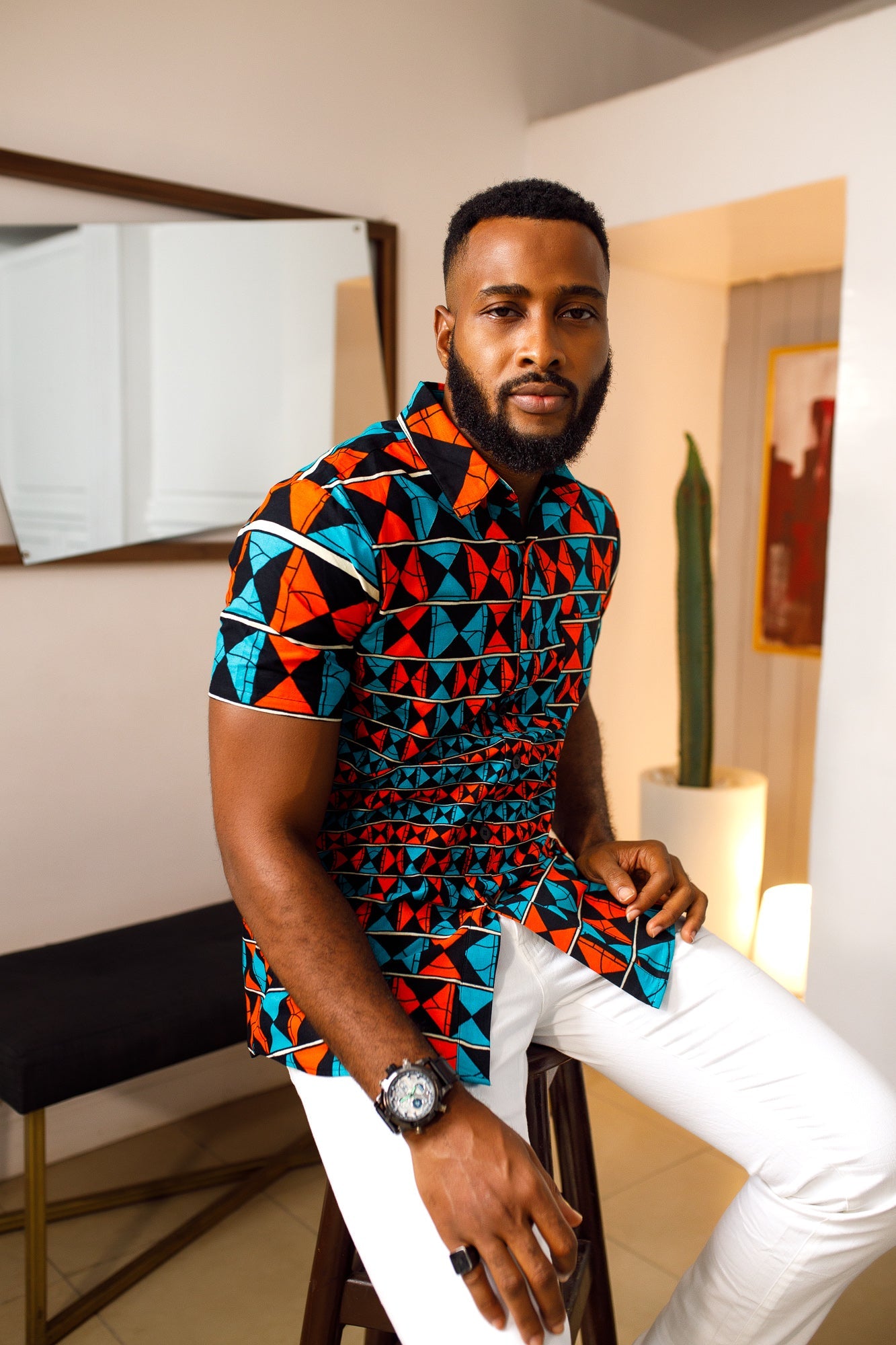 African Print Lagina Short Sleeve Shirt