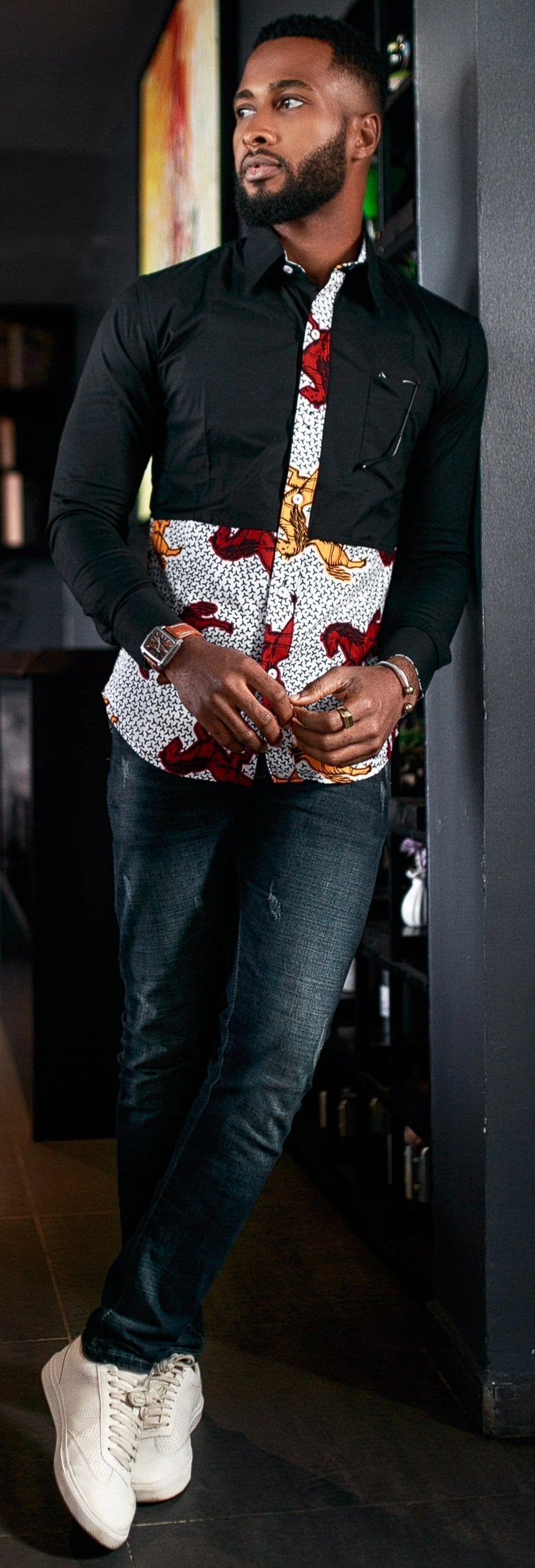 AFRICAN PRINT KALIFA LONG SLEEVE SHIRT