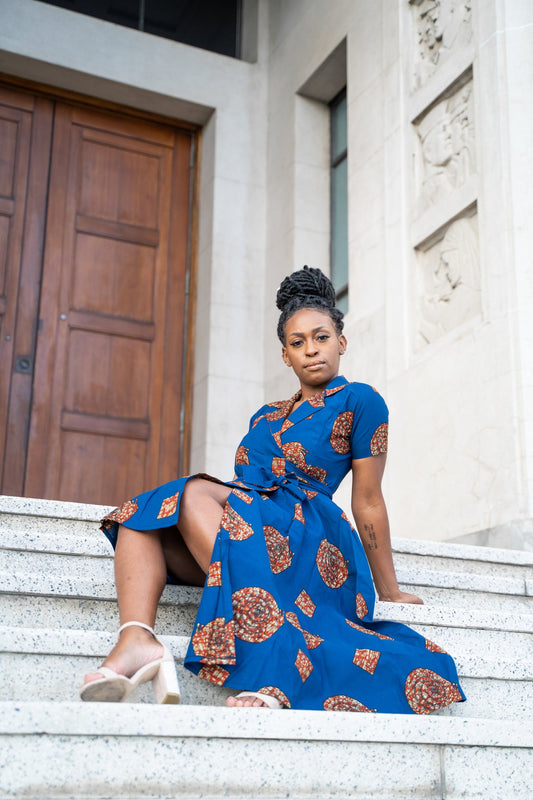 African Print Niyah Wrap Dress