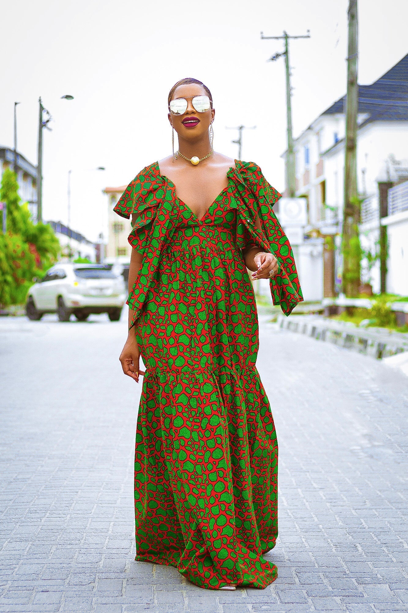 African print maxi dress